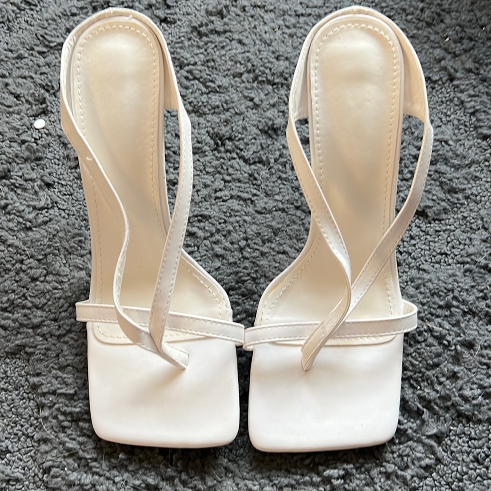 White square toe heels